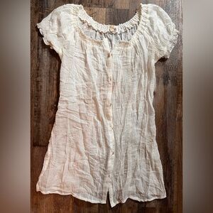Mudd White Semi-Sheer Top